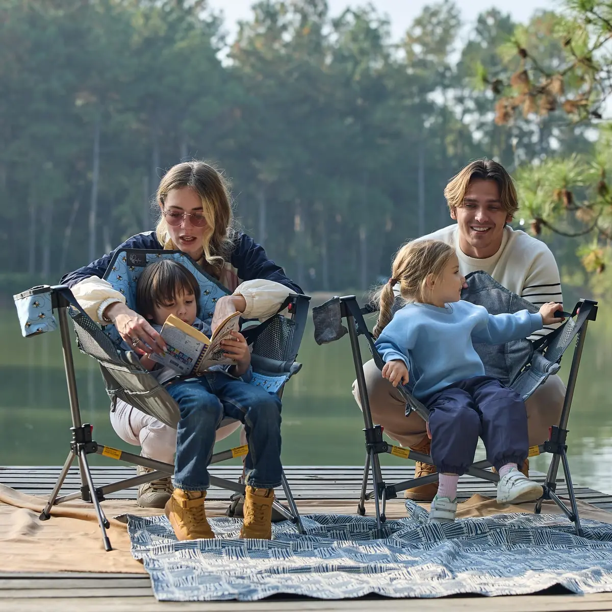 Busy Bee Kids Hammock Camping Chair with Stand, 125 lb, Gray | Portable, Adjustable & Safe for Outdoor & Indoor Use - view 8