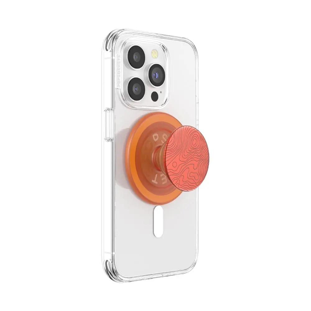PopSockets Phone Grip for MagSafe Topo | Magnetic Magnetic Holder & Stand, Aluminum & Polycarbonate, Orange - main product image