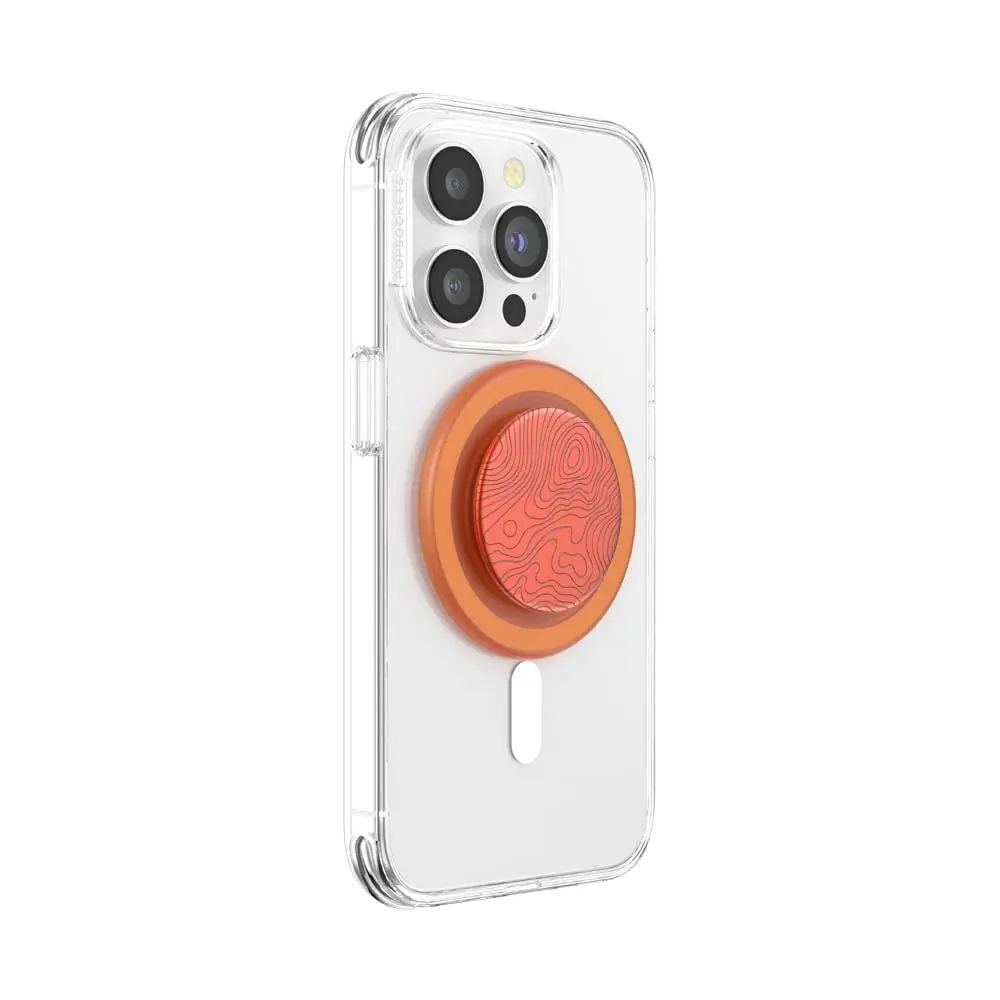 PopSockets Phone Grip for MagSafe Topo | Magnetic Magnetic Holder & Stand, Aluminum & Polycarbonate, Orange - view 2