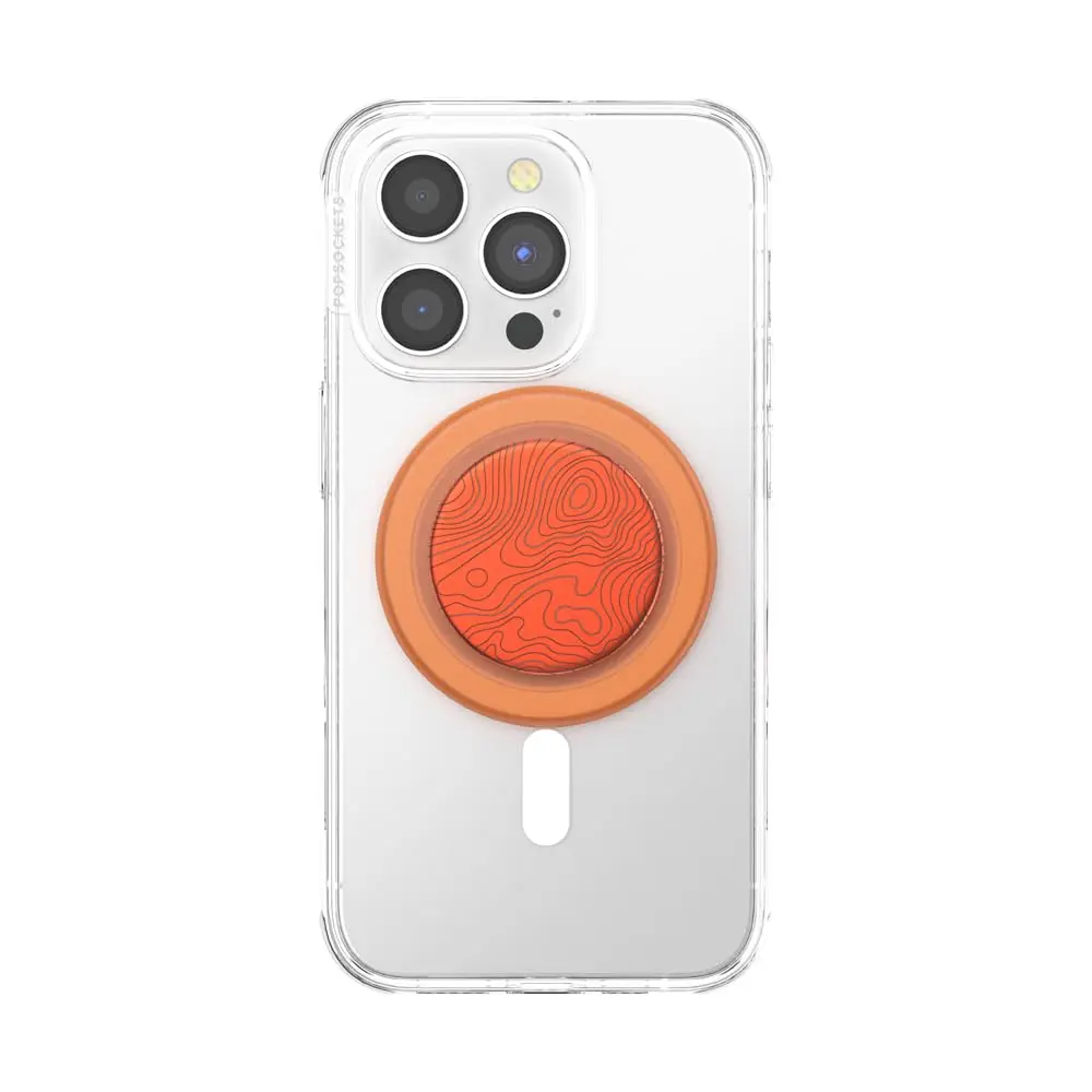 PopSockets Phone Grip for MagSafe Topo | Magnetic Magnetic Holder & Stand, Aluminum & Polycarbonate, Orange - view 3