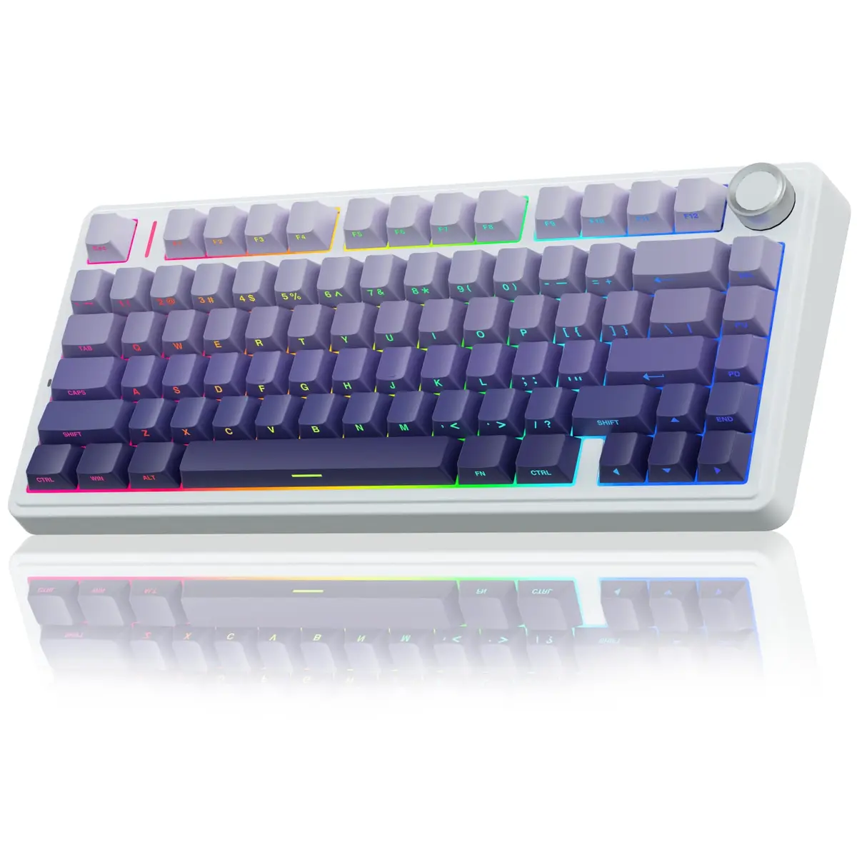 AULA F75 Pro Wireless Mechanical Keyboard,75% RGB Backlit,Custom Linear Switches,Side Printed PBT Keycaps,Gradient Purple - main product image