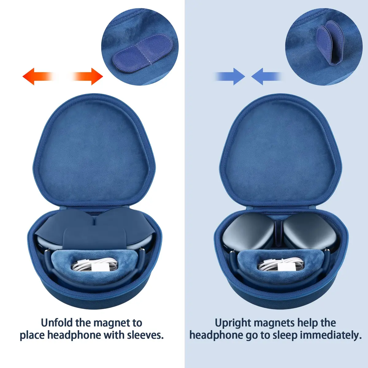 co2CREA Hard Case with Sleep Mode for Apple AirPods Max 2/1, Deep Blue | Shockproof Dustproof Water-Resistant - view 4
