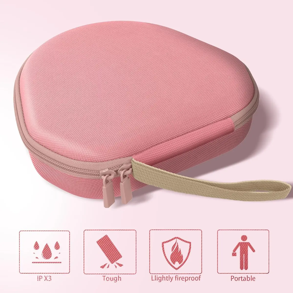 co2CREA Hard Case with Sleep Mode for Apple AirPods Max 2/1, Rose Pink | Shockproof Travel Bag - view 8