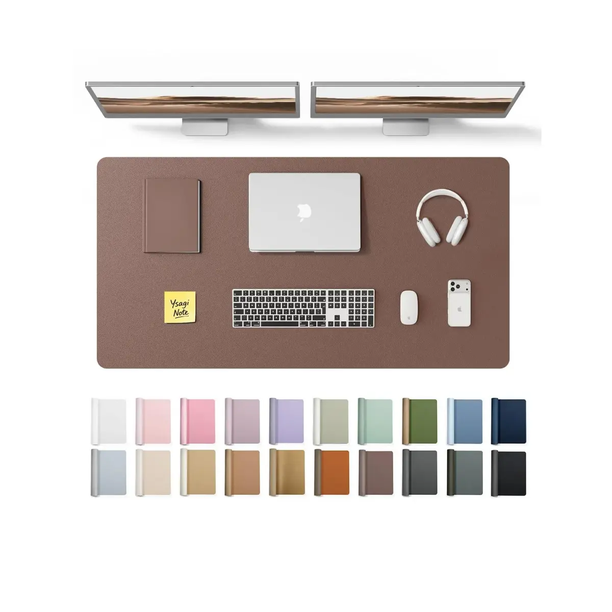 YSAGi Chocolate PU Leather Desk Protector 120cm x 60cm (47.2" x 23.6") | Protects Desks & Doubles as Large Mouse Pad - main product image