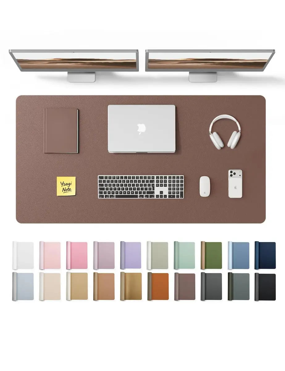 YSAGi Chocolate PU Leather Desk Protector 120cm x 60cm (47.2" x 23.6") | Protects Desks & Doubles as Large Mouse Pad - main product image