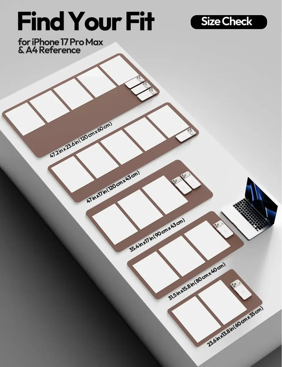 YSAGi Chocolate PU Leather Desk Protector 120cm x 60cm (47.2" x 23.6") | Protects Desks & Doubles as Large Mouse Pad - view 5