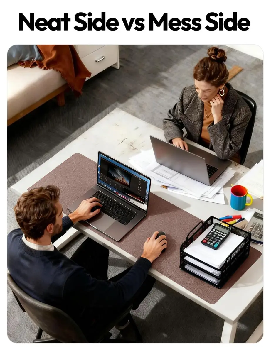 YSAGi Chocolate PU Leather Desk Protector 120cm x 60cm (47.2" x 23.6") | Protects Desks & Doubles as Large Mouse Pad - view 6