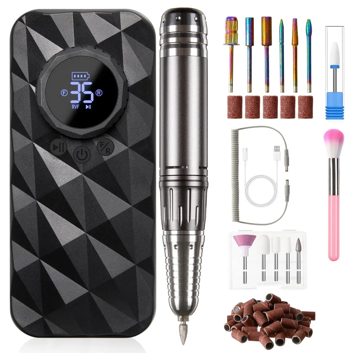 SUNVIVI Electric Nail Drill 40000RPM | Cordless & Rechargeable for Acrylic & Gel Nails - main product image