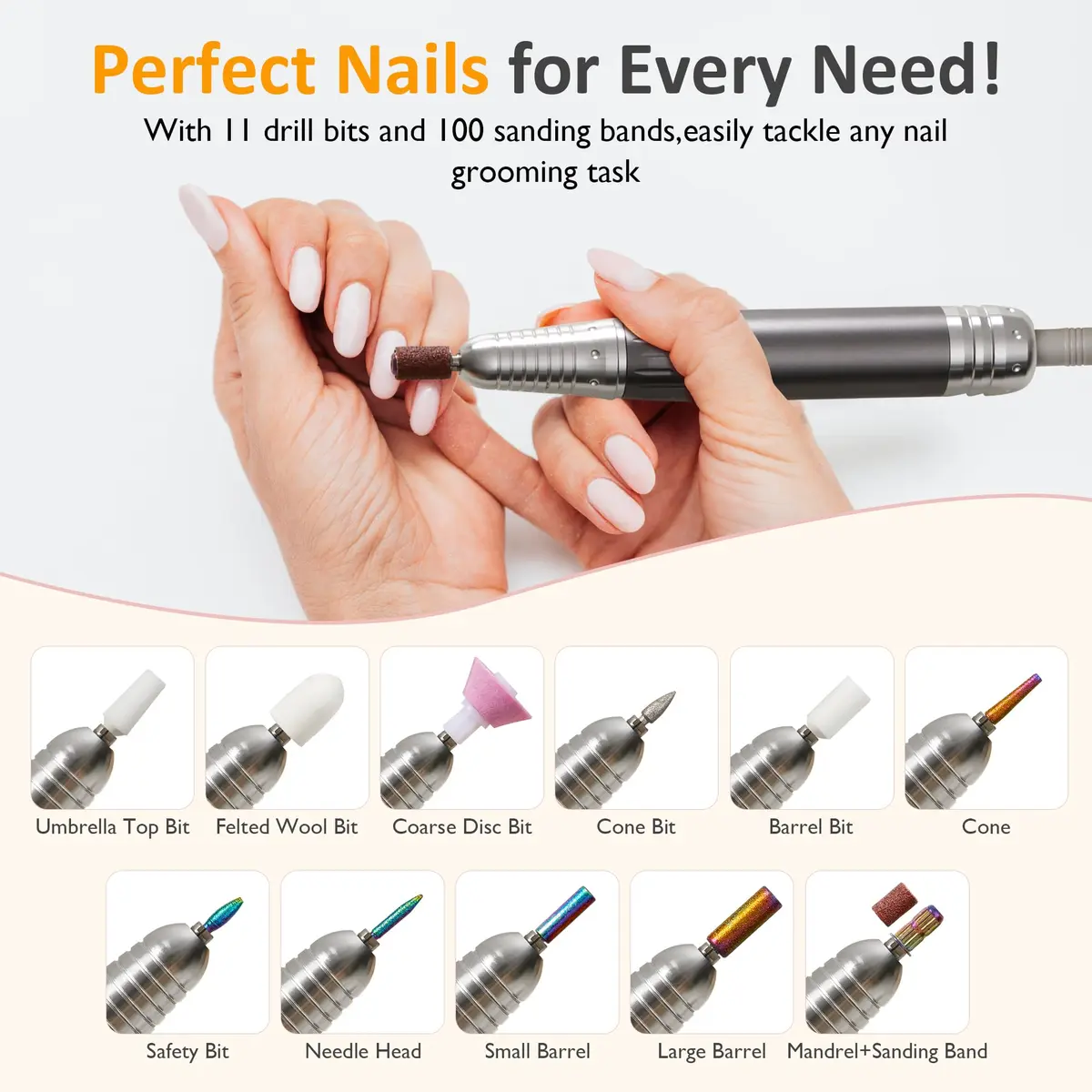 SUNVIVI Electric Nail Drill 40000RPM | Cordless & Rechargeable for Acrylic & Gel Nails - view 3