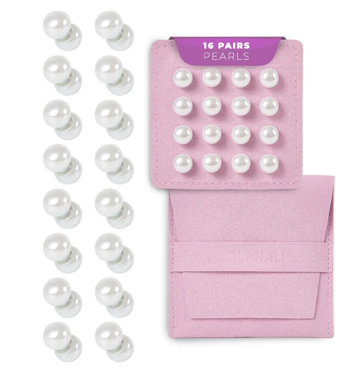 AOLRNALI Pearl Veil Weights - 16 Pairs of Magnetic Bridal Veil Weights | Secures Long Veils for Outdoor Weddings - main product image