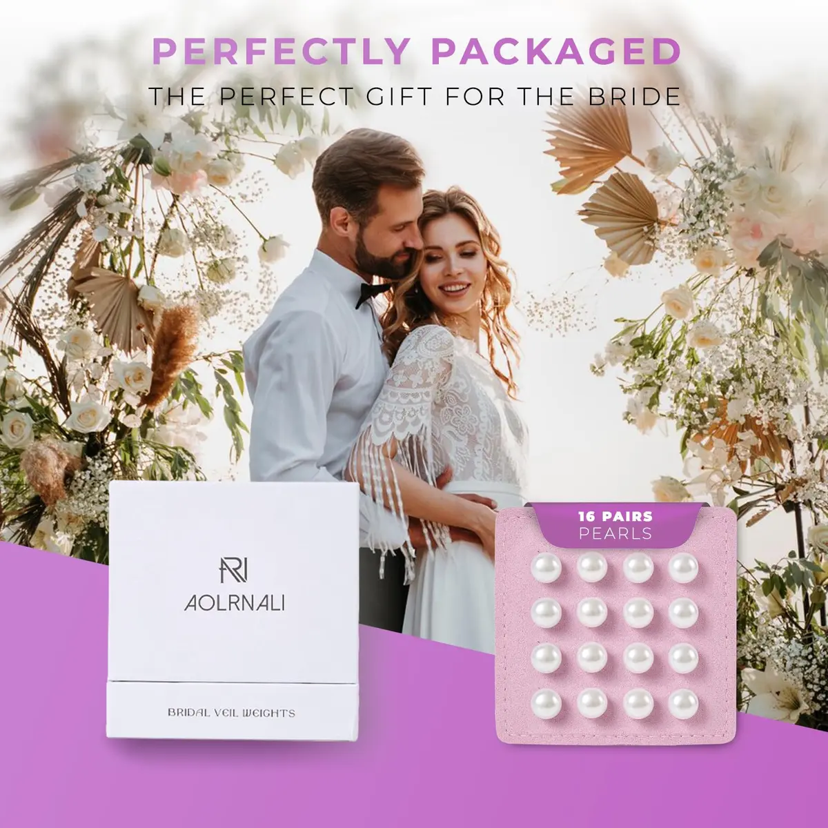 AOLRNALI Pearl Veil Weights - 16 Pairs of Magnetic Bridal Veil Weights | Secures Long Veils for Outdoor Weddings - view 7