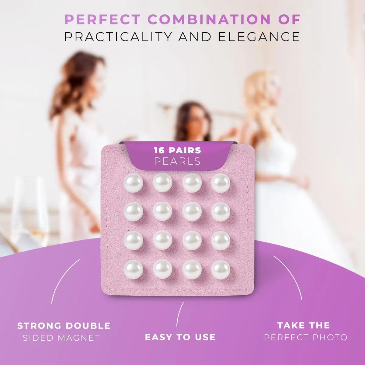 AOLRNALI Pearl Veil Weights - 16 Pairs of Magnetic Bridal Veil Weights | Secures Long Veils for Outdoor Weddings - view 2