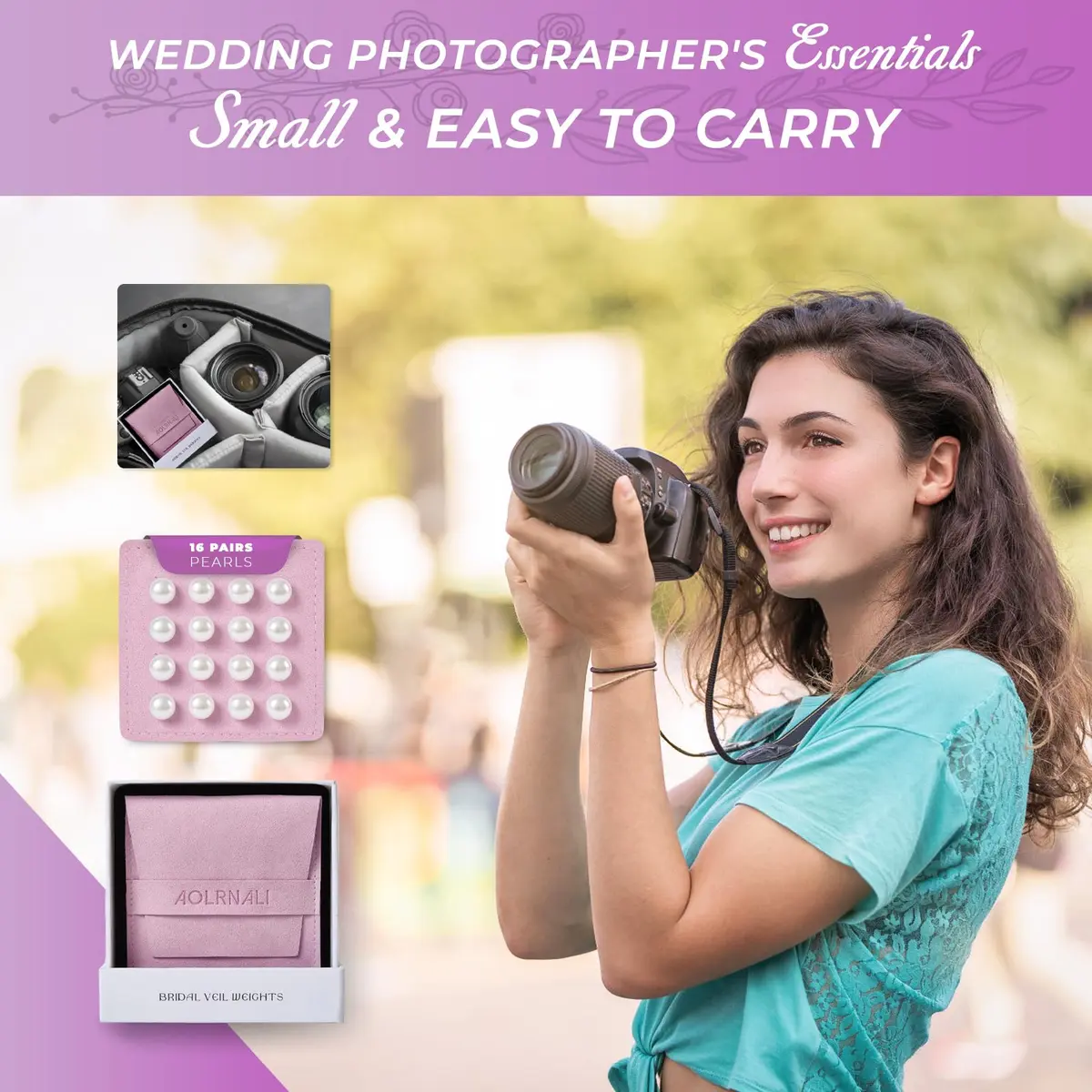 AOLRNALI Pearl Veil Weights - 16 Pairs of Magnetic Bridal Veil Weights | Secures Long Veils for Outdoor Weddings - view 4