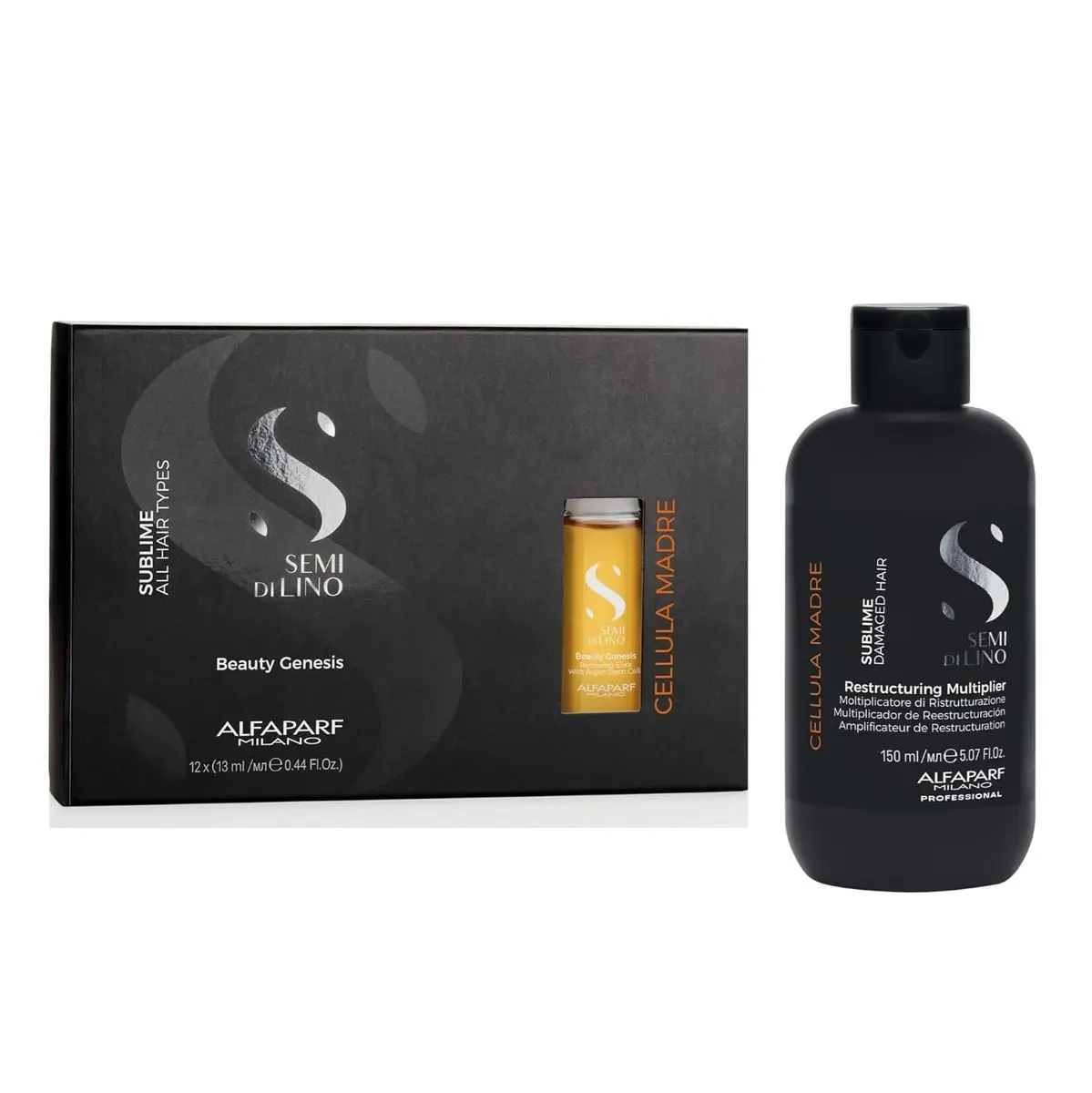ALFAPARF MILANO Semi di Lino Cellula Madre Hair Treatment Set for Damaged Hair | Argan Stem Cell Therapy for All Hair Types - main product image