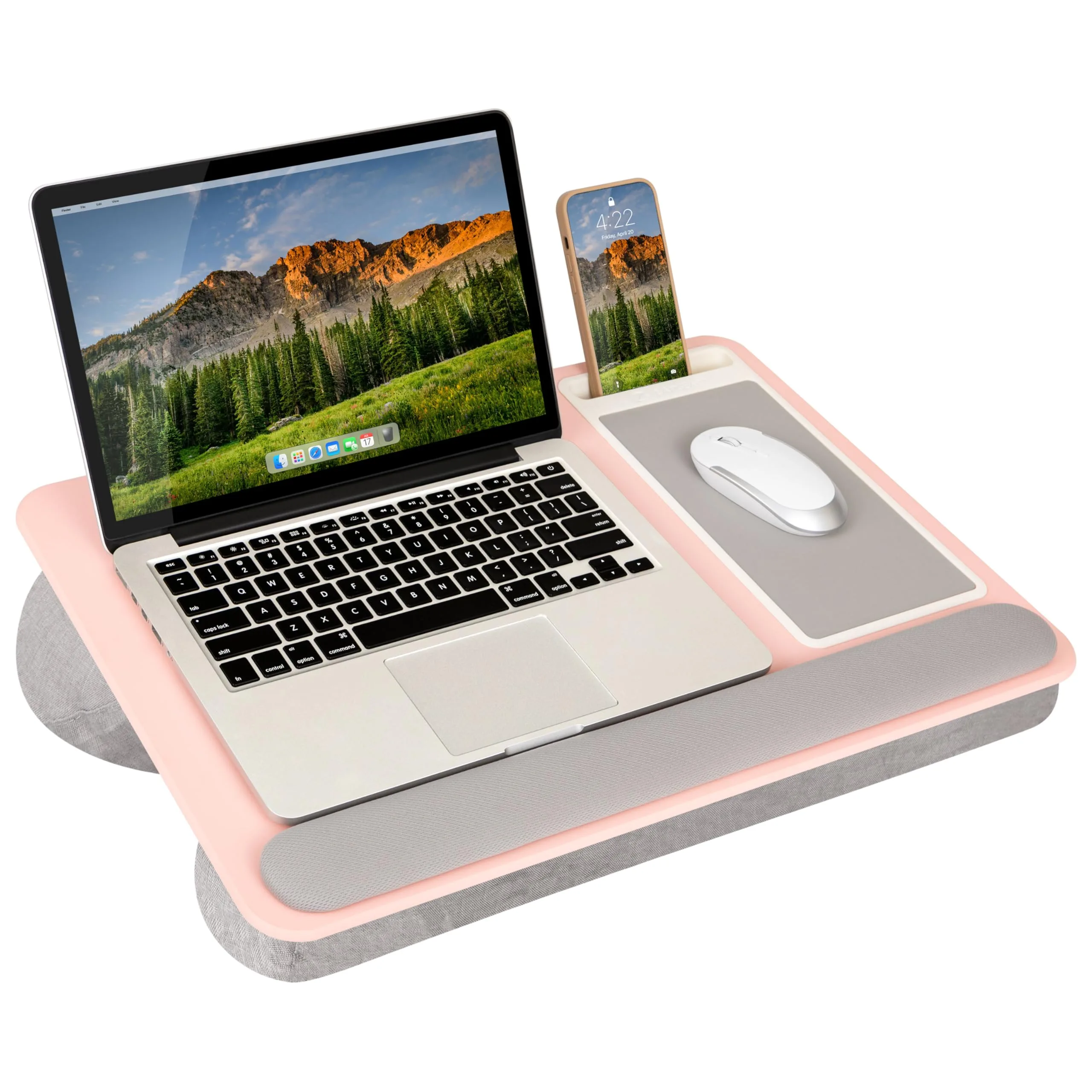 LapGear Home Office Pro Lap Desk with Wrist Rest, Mouse Pad, and Phone Holder | Blush Pink for Laptops up to 15.6" - main product image