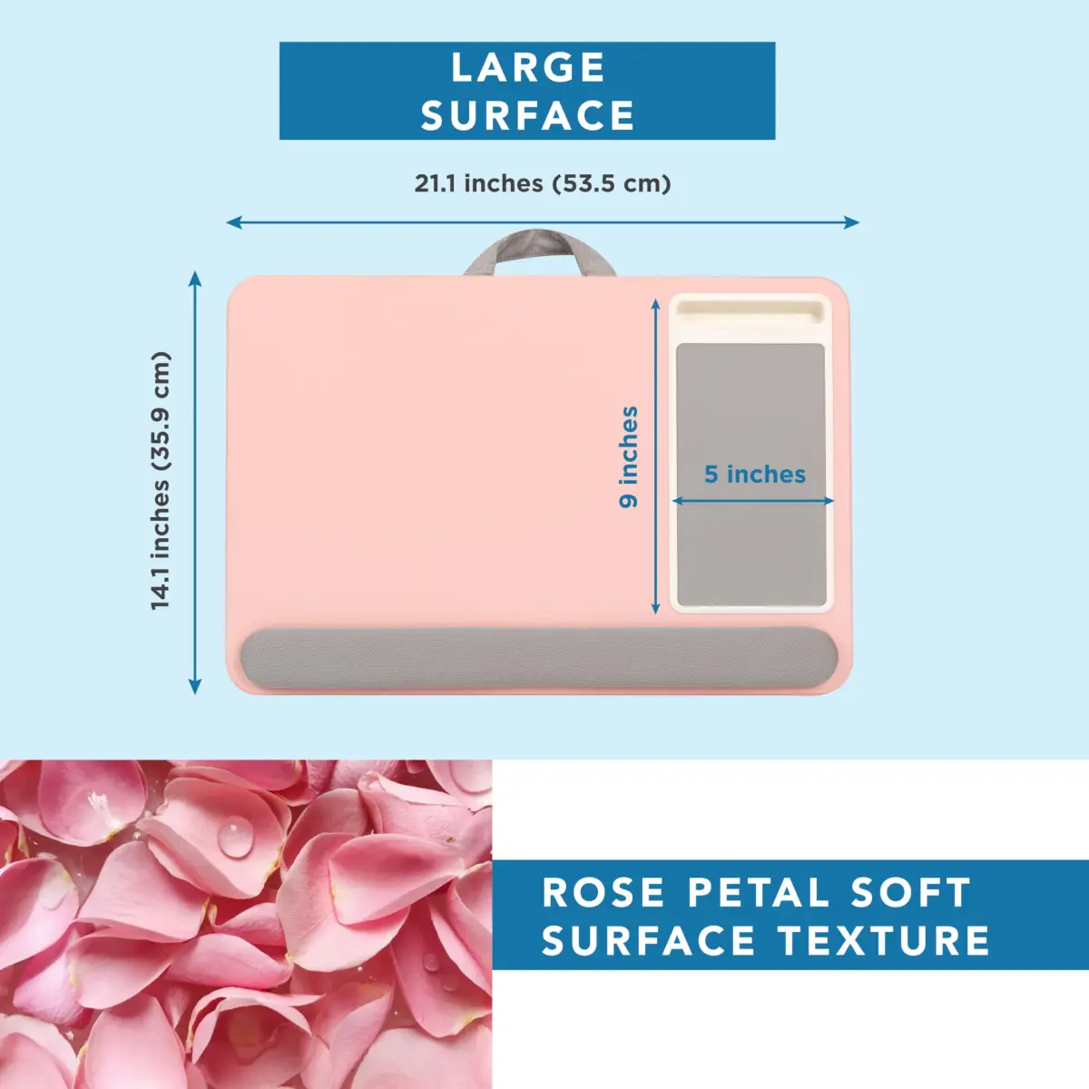 LapGear Home Office Pro Lap Desk – Blush Pink, Fits 15.6” Laptops | Spacious Design with Built-in Mouse Pad & Phone Slot - view 5