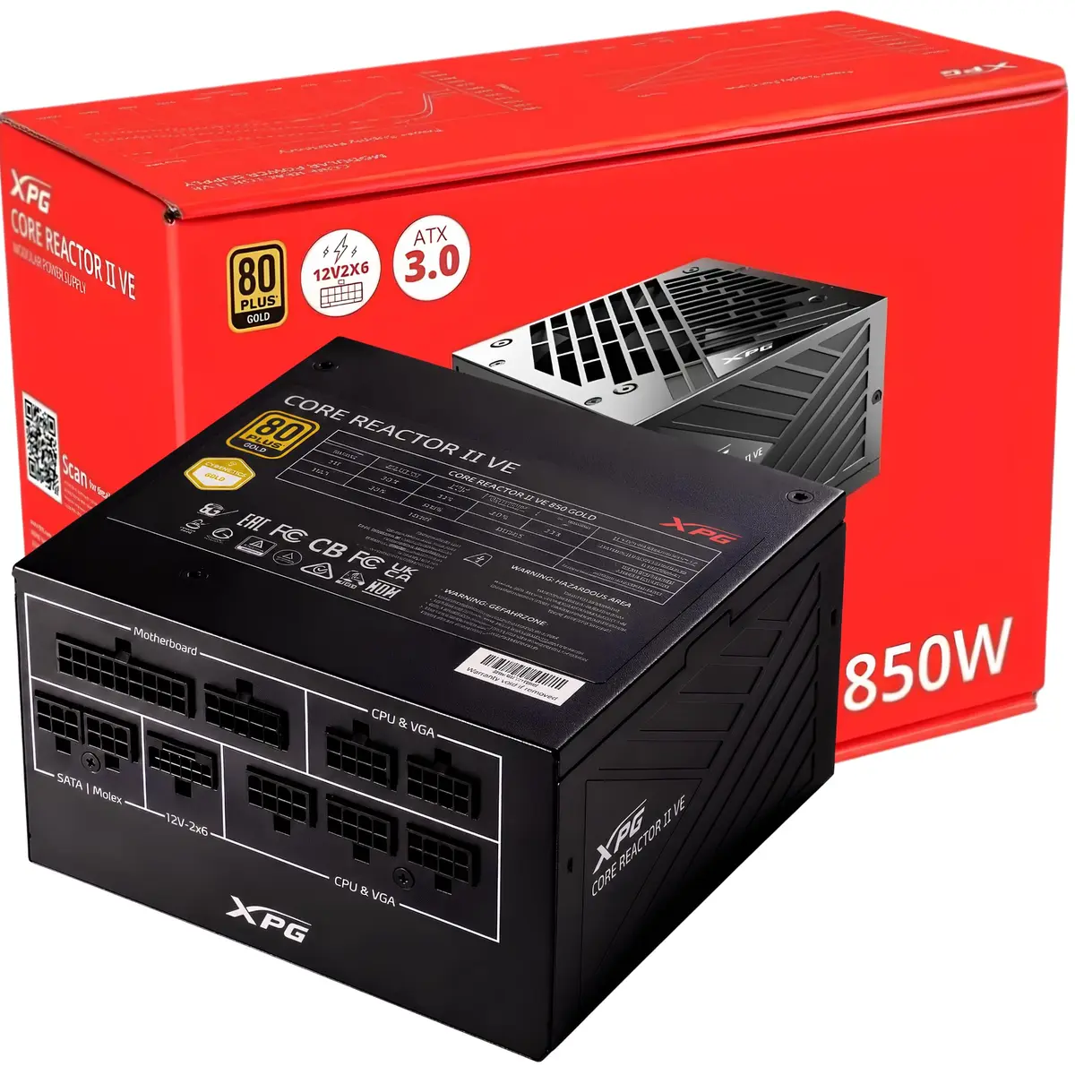 XPG CORE REACTOR II VE 850W Power Supply | 80+ Gold, ATX3.1, PCIe5.1, 600W Connector, 140mm Compact - main product image