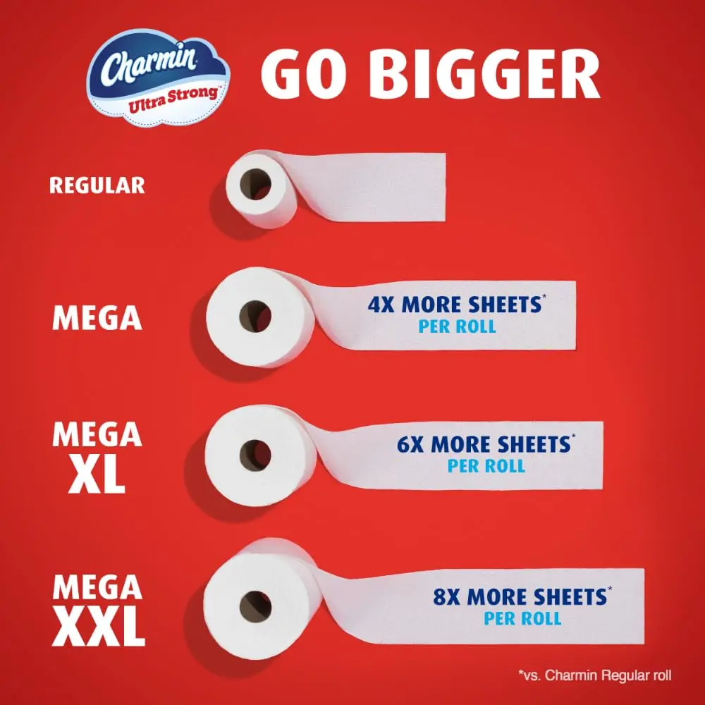 Charmin Ultra Strong Toilet Paper 16 Mega Rolls (3520 Sheets Total) | Diamond Weave Texture, 2-Ply - view 7
