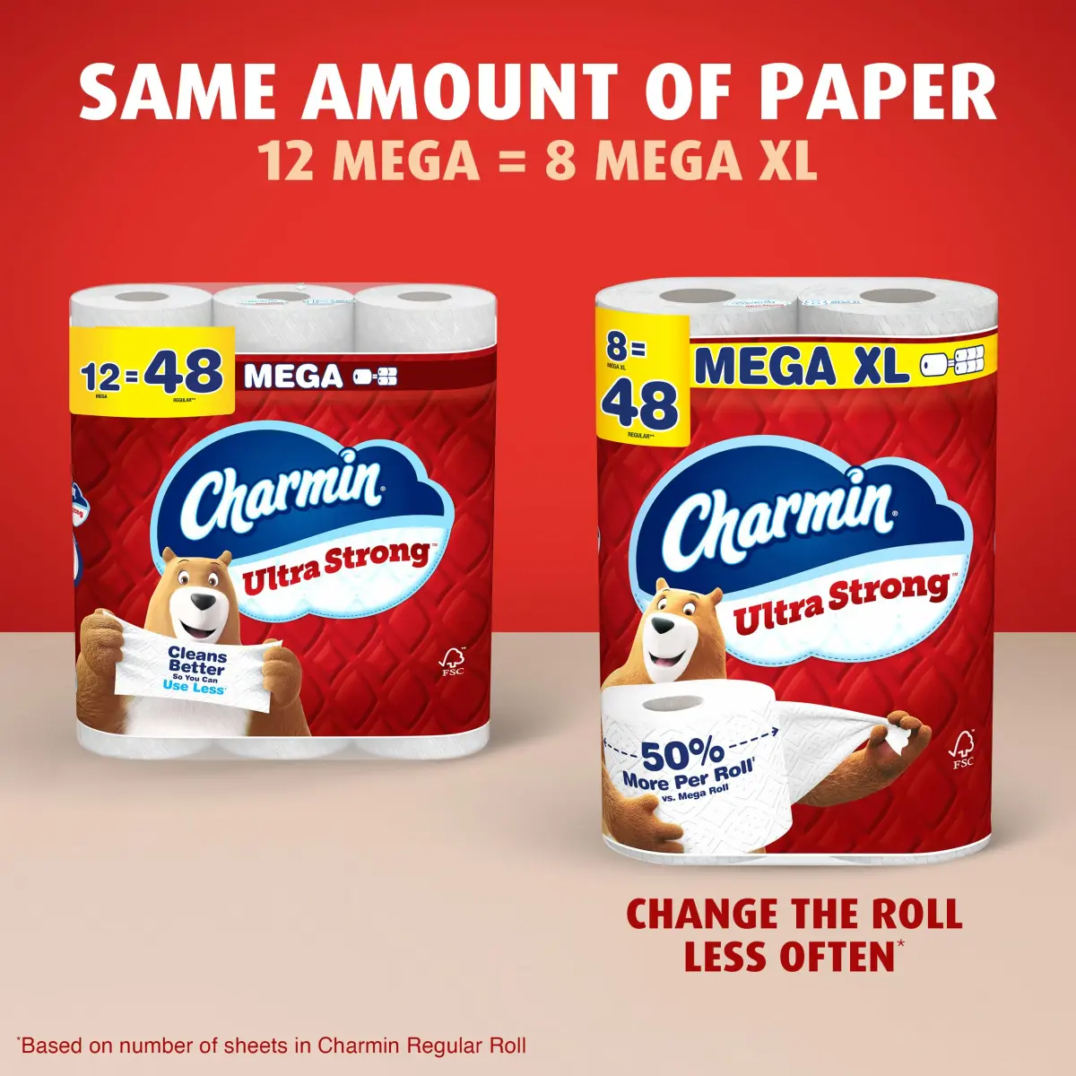 Charmin Ultra Strong Toilet Paper 12 Mega Rolls (2640 Sheets Total) | 4X Stronger When Wet - view 8