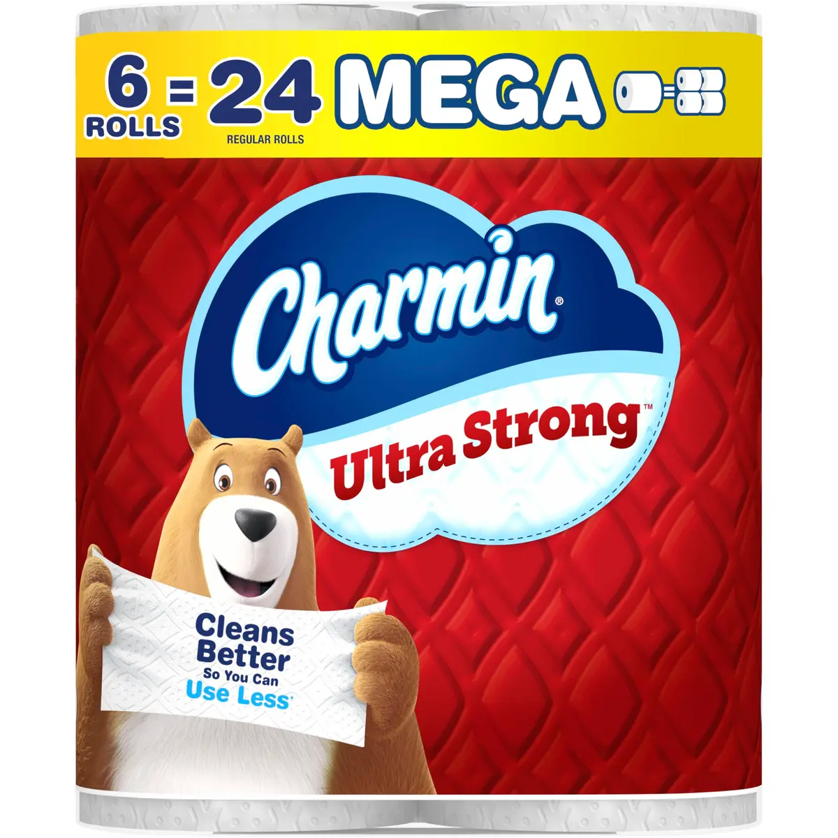 Charmin Ultra Strong Toilet Paper 6 Mega Rolls | 2-Ply, White, Woven Diamond Texture - main product image
