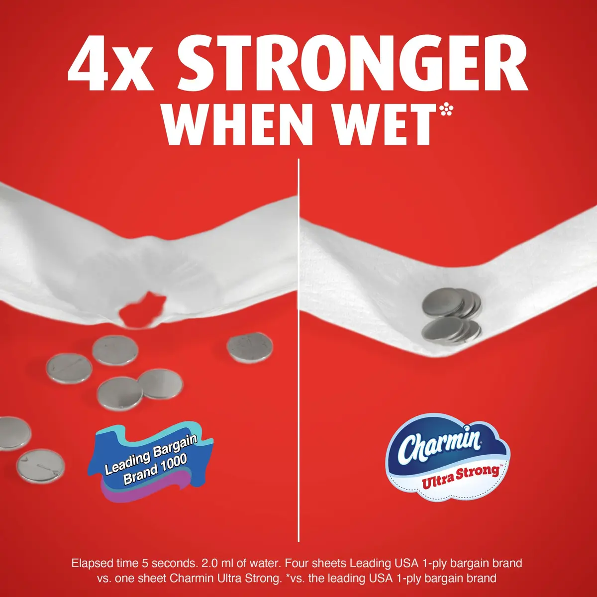 Charmin Ultra Strong Toilet Paper 6 Mega Rolls | 2-Ply, White, Woven Diamond Texture - view 5