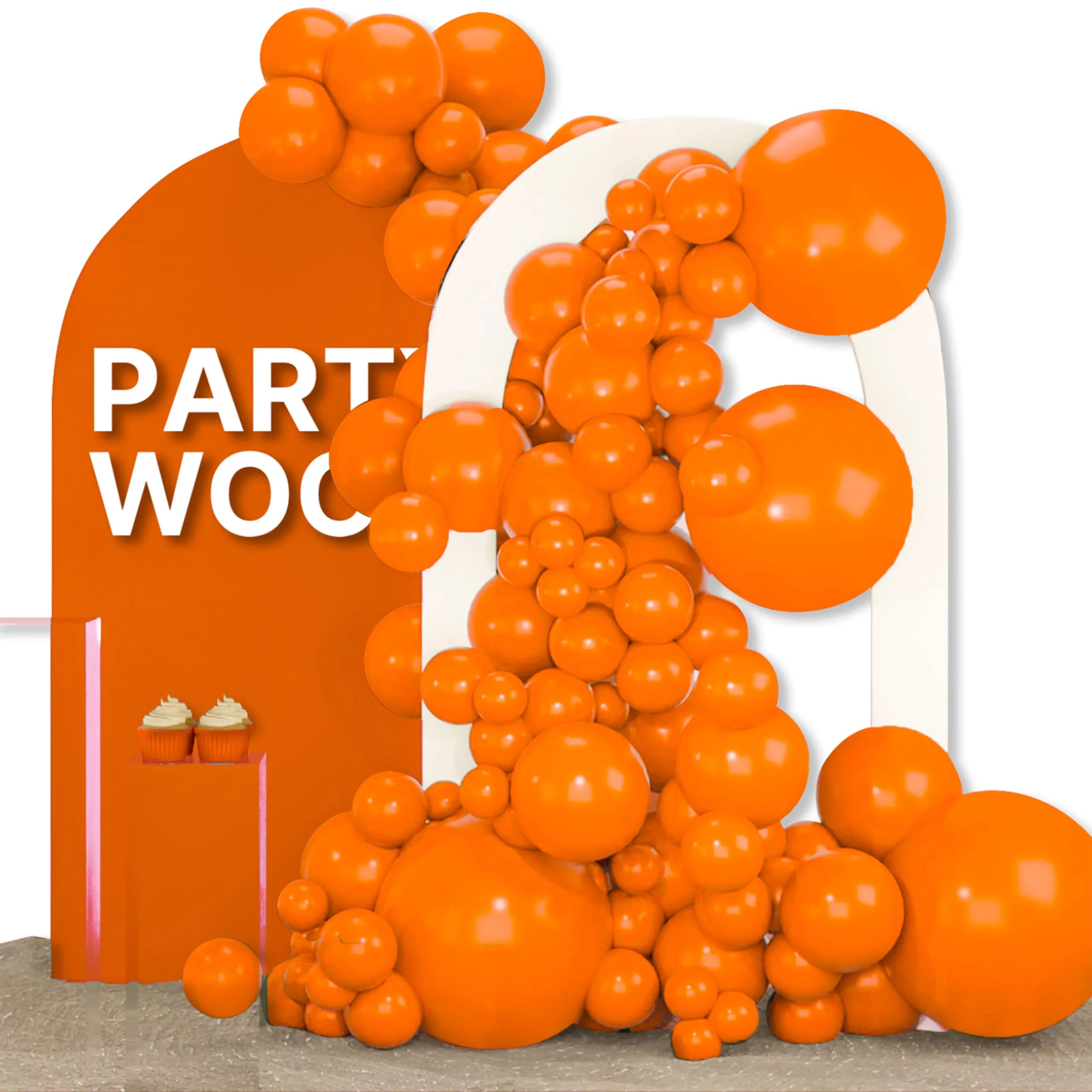 PartyWoo Orange Balloons 155pcs Assorted Sizes (5-18 Inch) | Fall Balloon Arch Kit for Thanksgiving Baby Shower - main product image