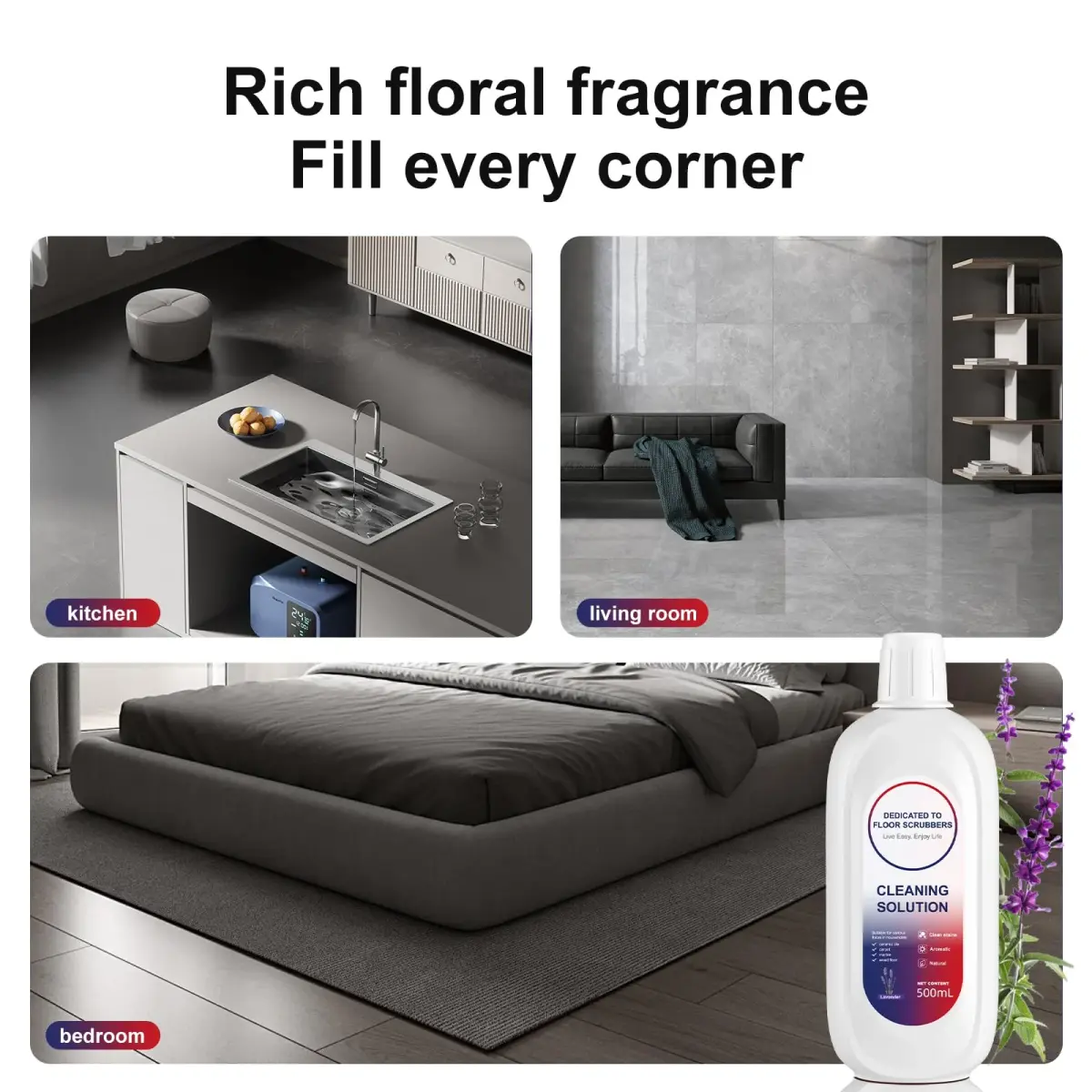 Nukisa Lavender Scent Floor Cleaning Solution 500ml (17.63 Fl Oz) | Concentrated Formula for Tineco Vacuums - view 3