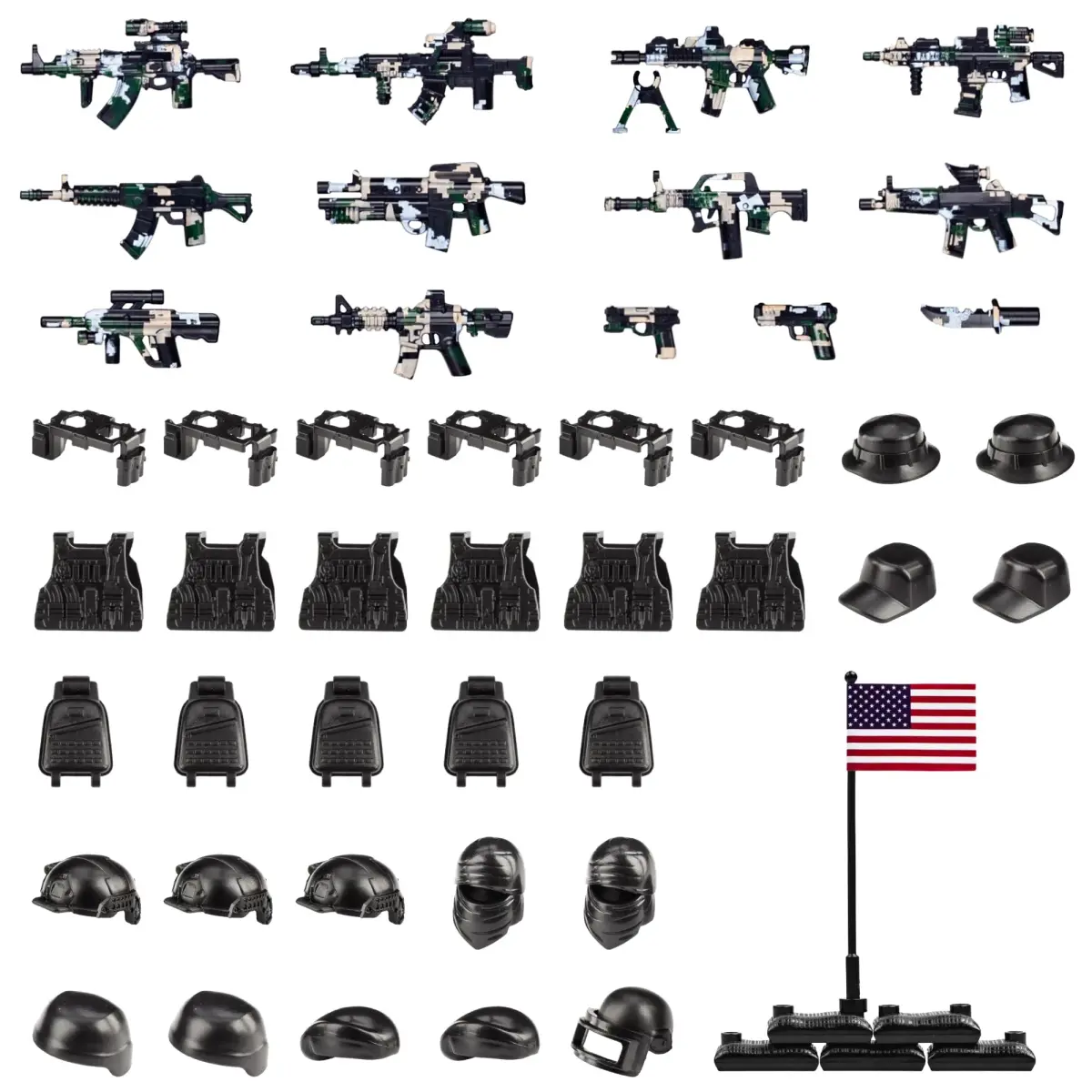 MaozyHomie U.S Camouflage Weapons Toy Building Blocks Pack (51 Pcs) - main product image