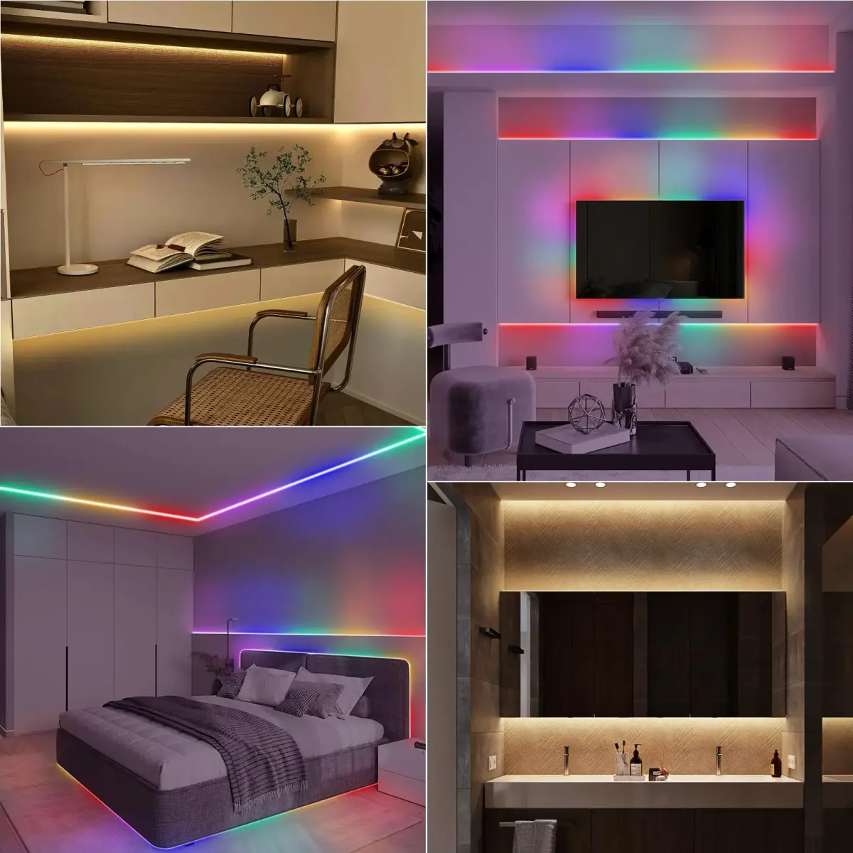 echosari LED Strip Lights 3.05m (10ft) Dual Color Changing (Warm White & Multicolor) with Remote | Battery Operated, Cuttable for Bedroom Party Decor - view 2