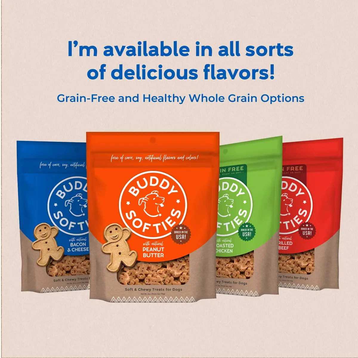 Buddy Biscuits Peanut Butter Dog Treats 8 oz Pouch | Soft & Chewy, Oven Baked in The USA - view 6