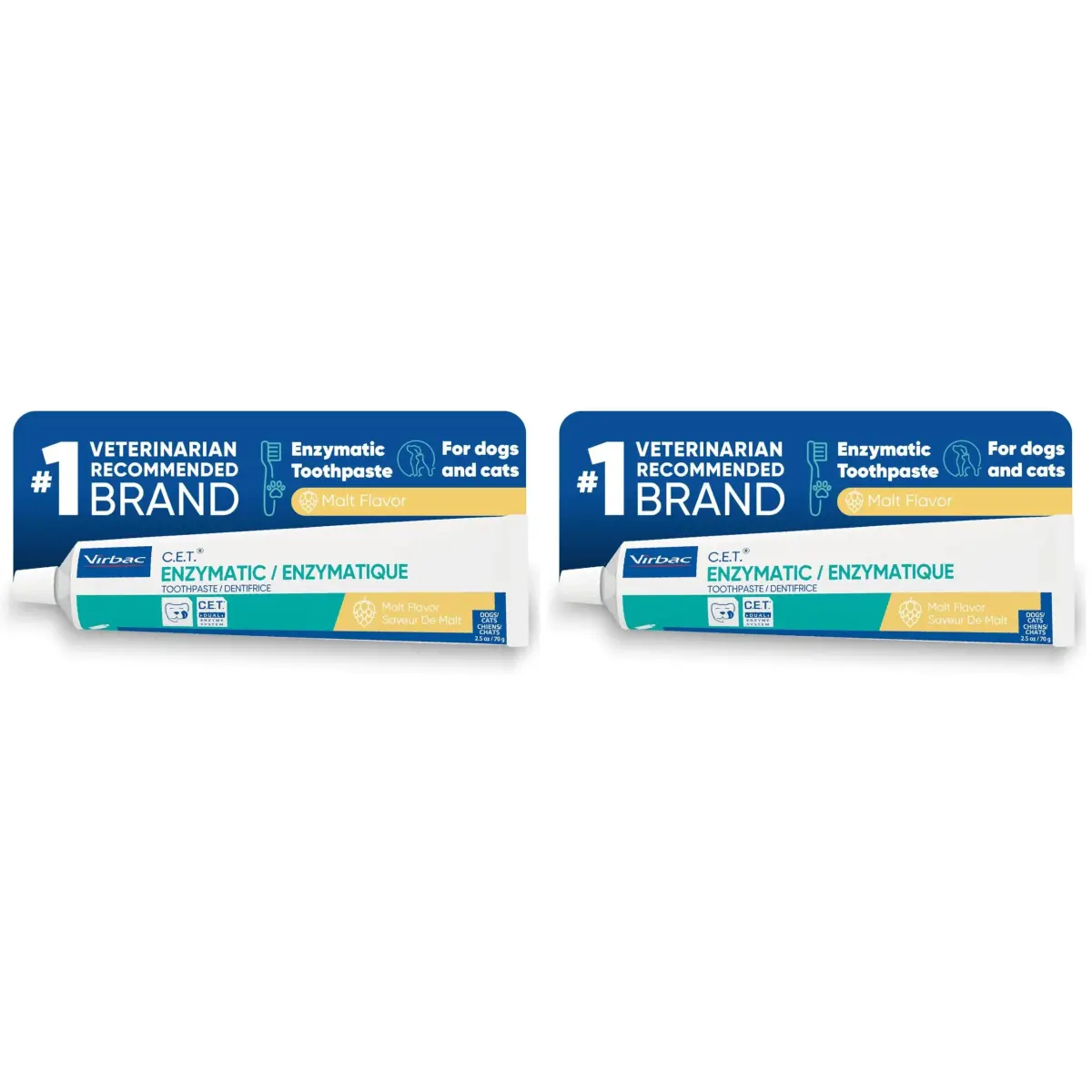 Virbac CET Enzymatic Toothpaste Malt Flavor 140g (5 oz) Pack of 2 | Vet Recommended Dental Care for Dogs & Cats - main product image