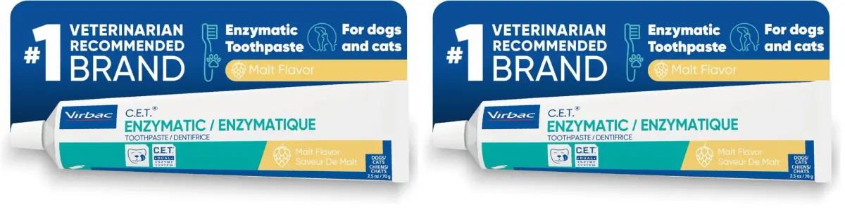 Virbac CET Enzymatic Toothpaste Malt Flavor 140g (5 oz) Pack of 2 | Vet Recommended Dental Care for Dogs & Cats - main product image