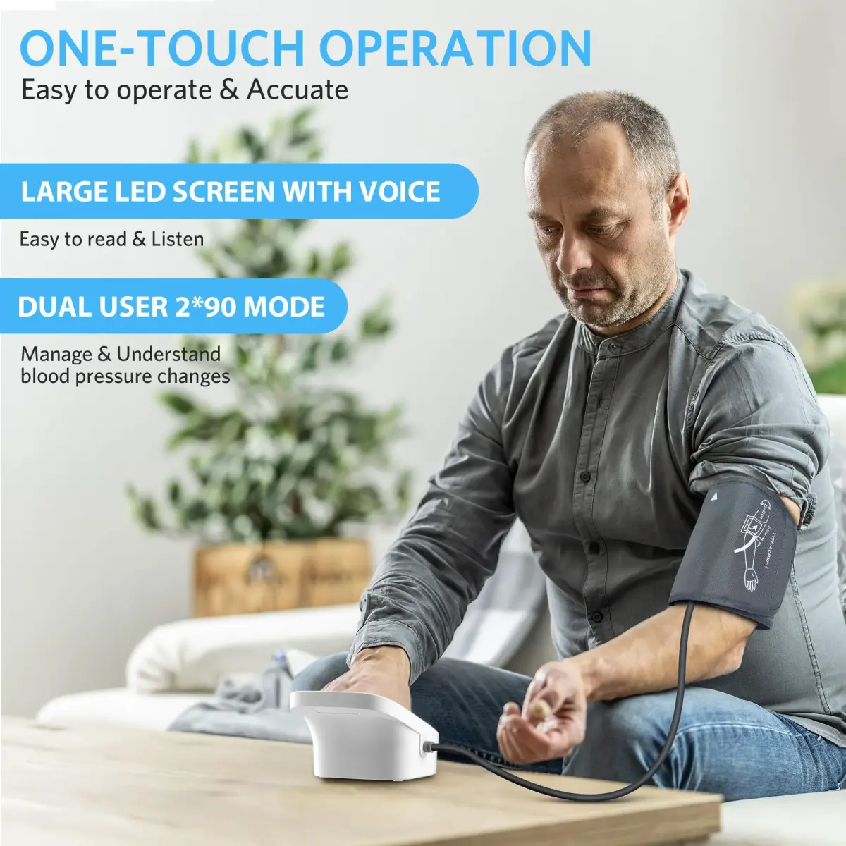BESTEK Automatic Arm Blood Pressure Monitor with Voice Broadcast & Dual User Tracking | 22-42 cm Cuff - view 6
