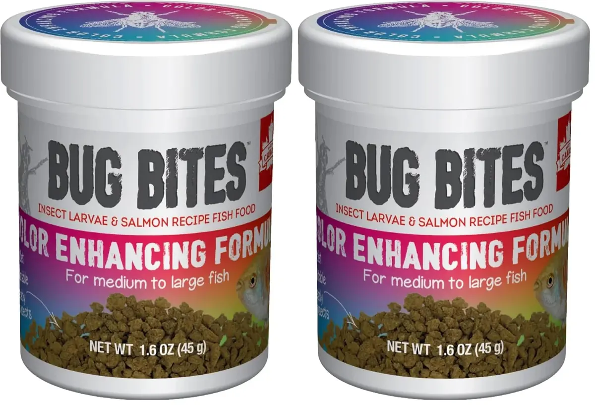 Fluval Bug Bites Color Enhancing Fish Food Granules for Tropical Fish, 181.4 g (6.4 oz) Pack of 2 | Insect-Rich Formula for Medium to Large Fish - main product image