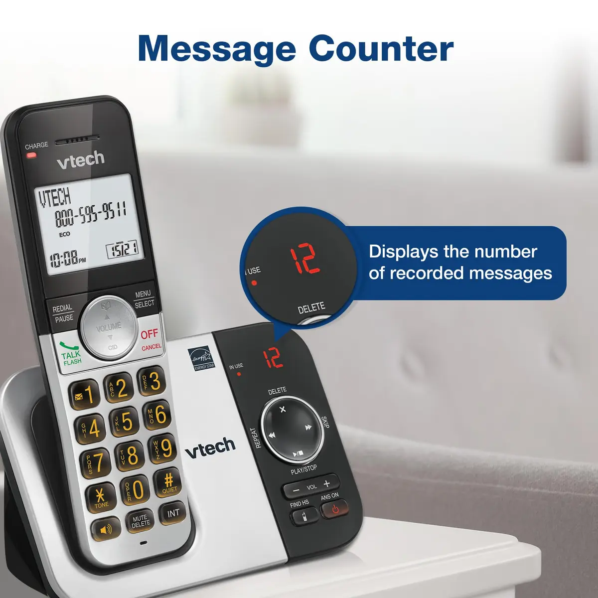 VTech VG232 Cordless Home Phone with Answering Machine, Large Backlit Display & Big Buttons | DECT 6.0 - view 5