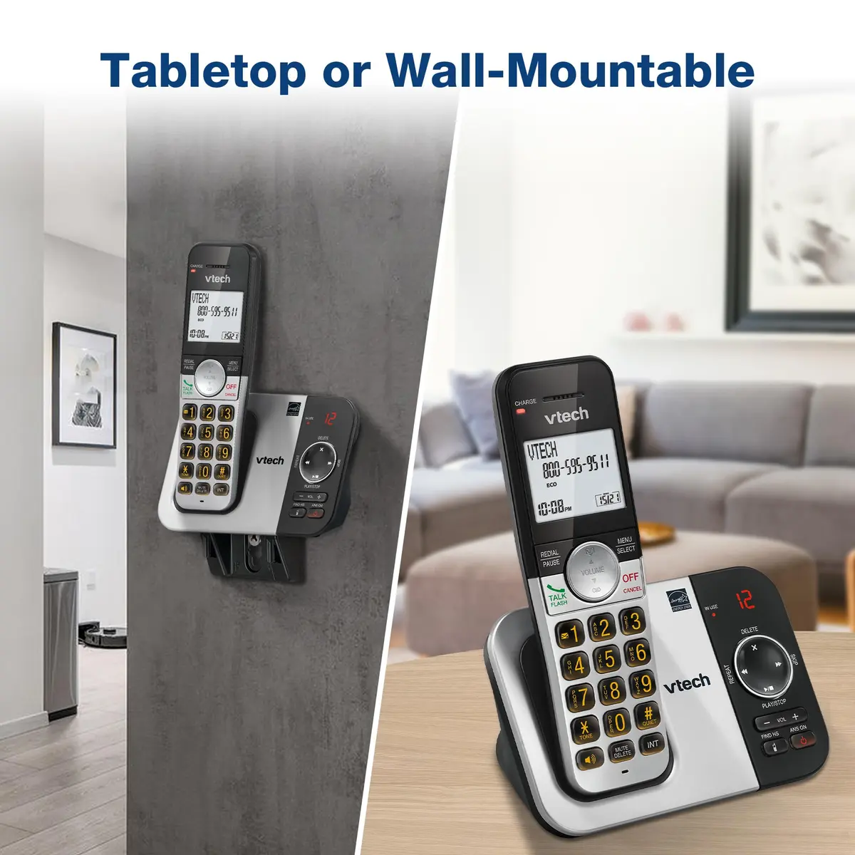 VTech VG232 Cordless Home Phone with Answering Machine, Large Backlit Display & Big Buttons | DECT 6.0 - view 9