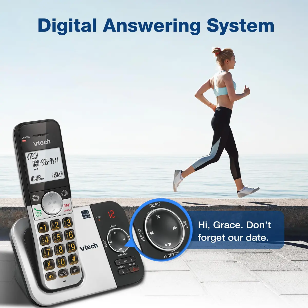 VTech VG232 Cordless Home Phone with Answering Machine, Large Backlit Display & Big Buttons | DECT 6.0 - view 2