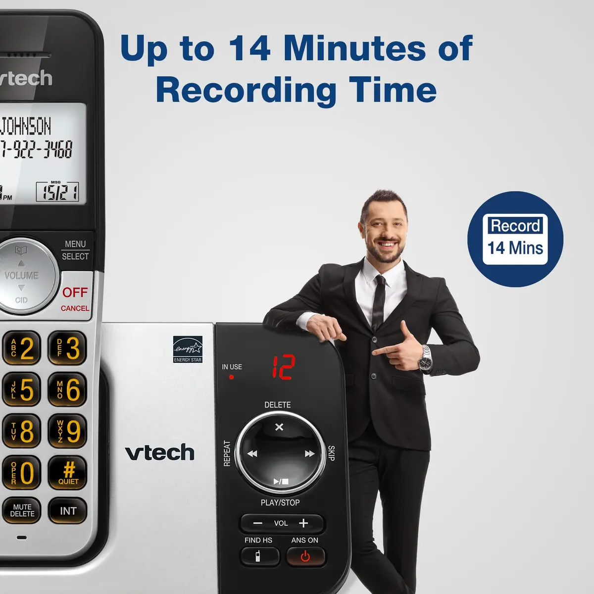 VTech VG232 Cordless Home Phone with Answering Machine, Large Backlit Display & Big Buttons | DECT 6.0 - view 3