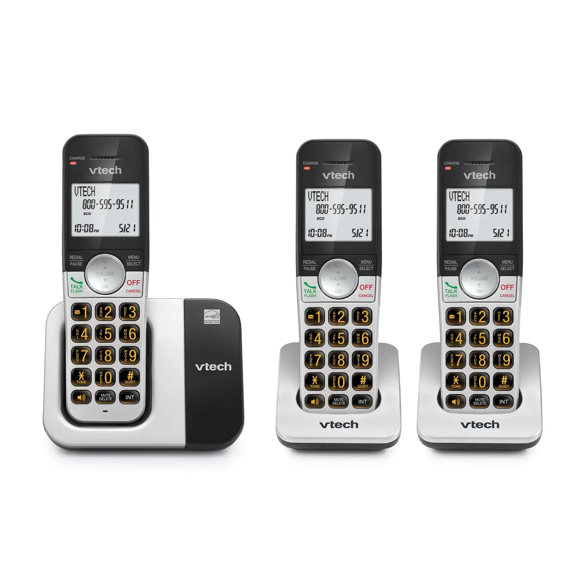 VTech DECT 6.0 Cordless Phone 3-Handset System | Interference-Free Sound, Large Backlit Display, Big Buttons, Caller ID - main product image