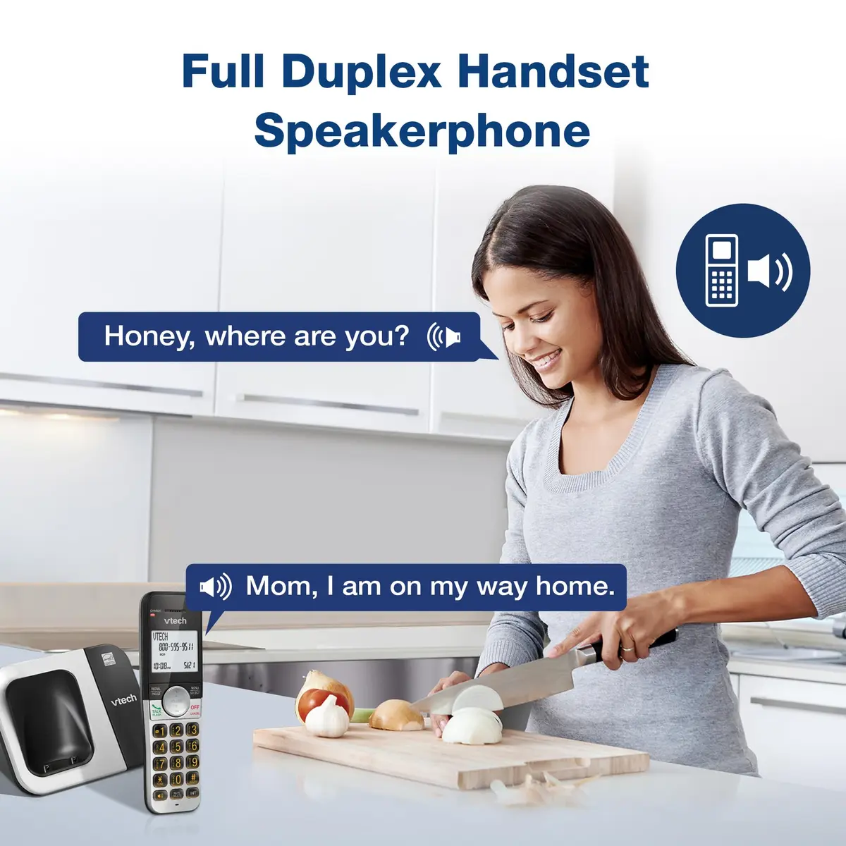 VTech DECT 6.0 Cordless Phone 3-Handset System | Interference-Free Sound, Large Backlit Display, Big Buttons, Caller ID - view 3