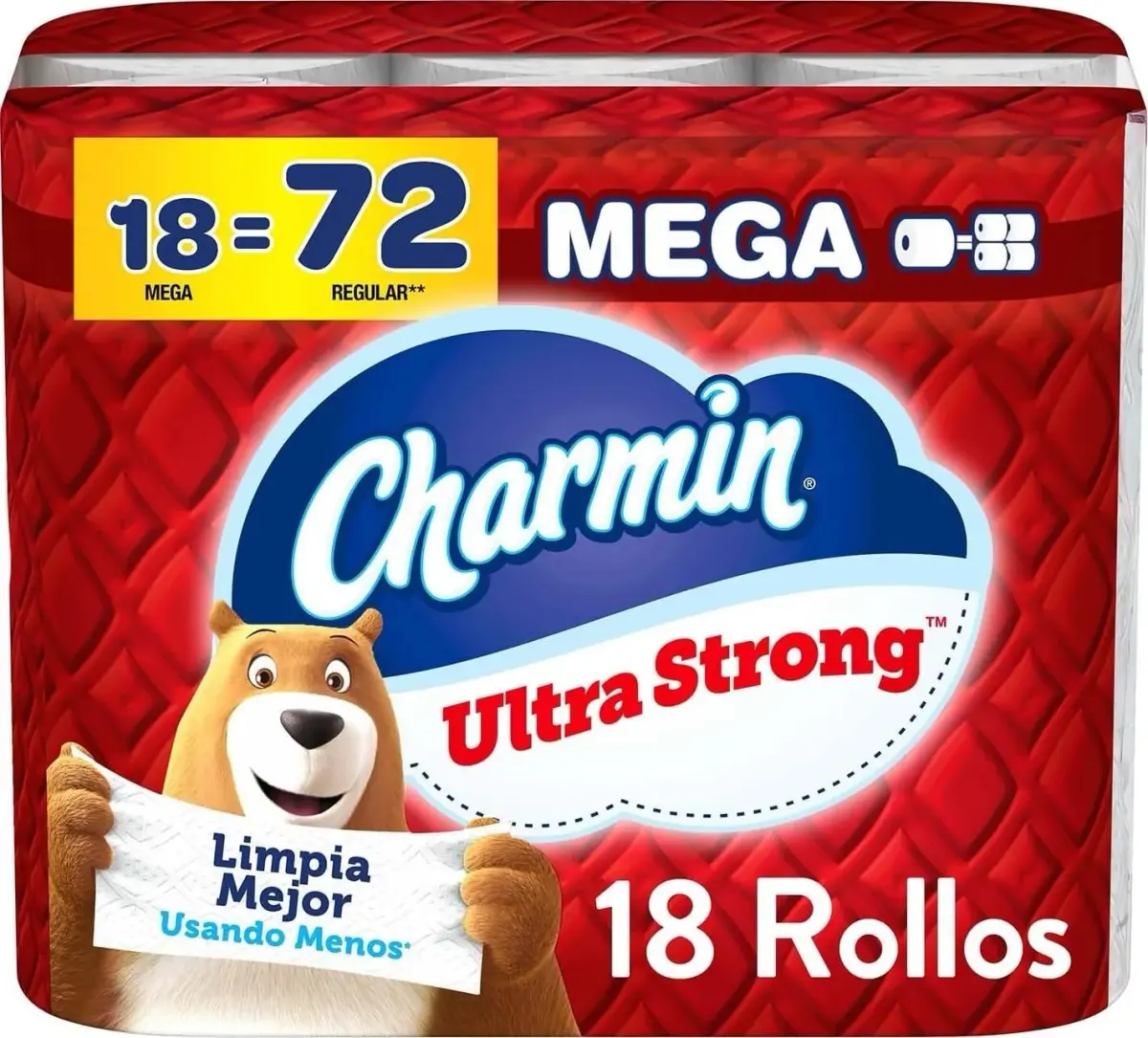 Charmin Ultra Strong Toilet Paper 18 Mega Rolls (3960 Sheets Total) | 4X Stronger When Wet - main product image