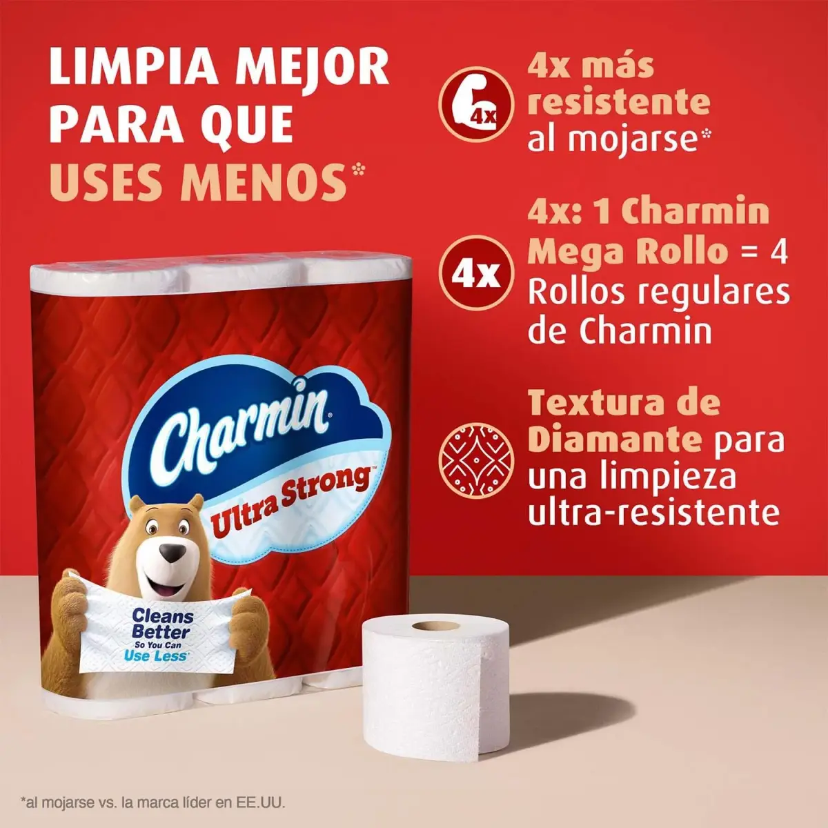 Charmin Ultra Strong Toilet Paper 18 Mega Rolls (3960 Sheets Total) | 4X Stronger When Wet - view 2