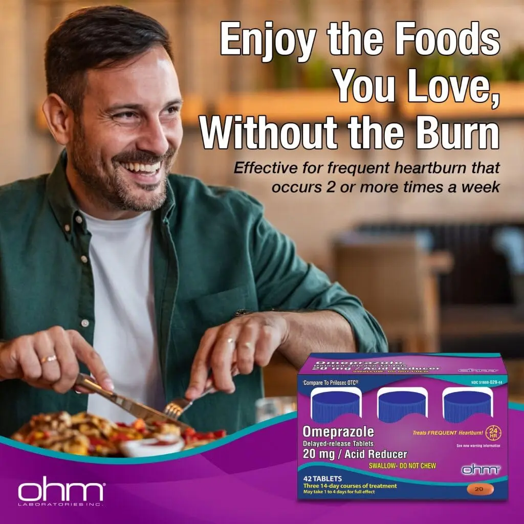 Ohm Omeprazole 20mg Delayed-Release Tablets | Acid Reducer for Heartburn Relief (12 Weeks Supply, 84 Count) - view 3