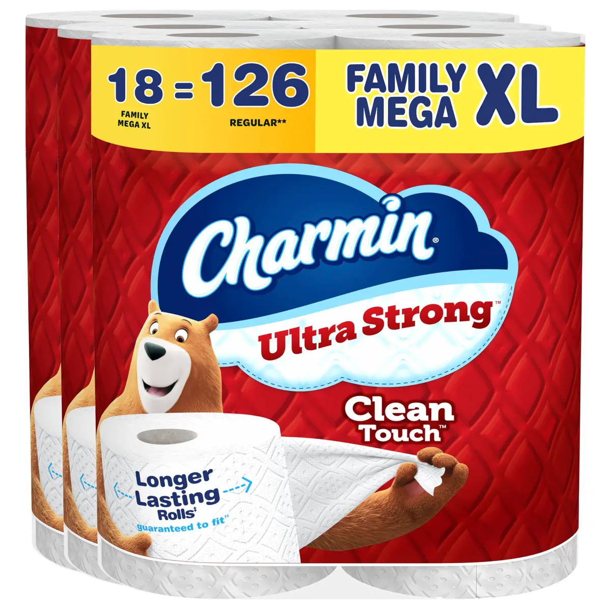 Charmin Ultra Strong Clean Touch Toilet Paper, 18 Family Mega XL Rolls (6930 Sheets Total) | 4X Stronger When Wet - main product image