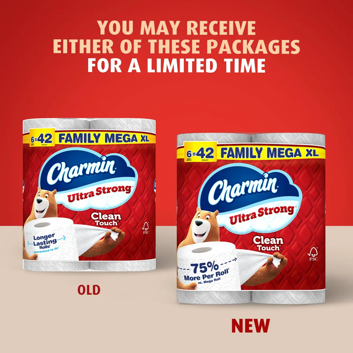 Charmin Ultra Strong Clean Touch Toilet Paper, 18 Family Mega XL Rolls (6930 Sheets Total) | 4X Stronger When Wet - view 2