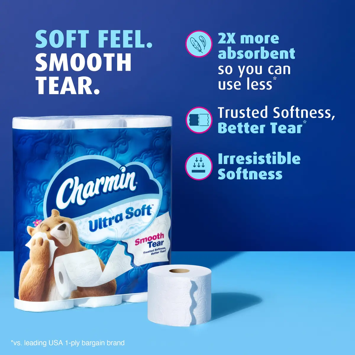 Charmin Ultra Soft Toilet Paper 12 Mega XL Rolls (336 Sheets Per Roll) | Trusted Softness, Better Tear - view 2