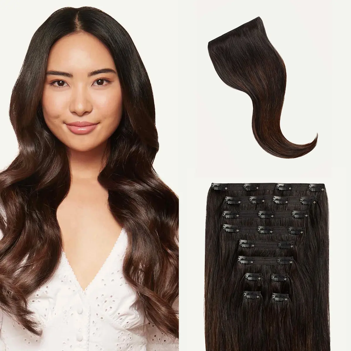 LUXY Classic Clip-In Hair Extensions Off Black Balayage 20 Inch | Natural Volume & Length - main product image