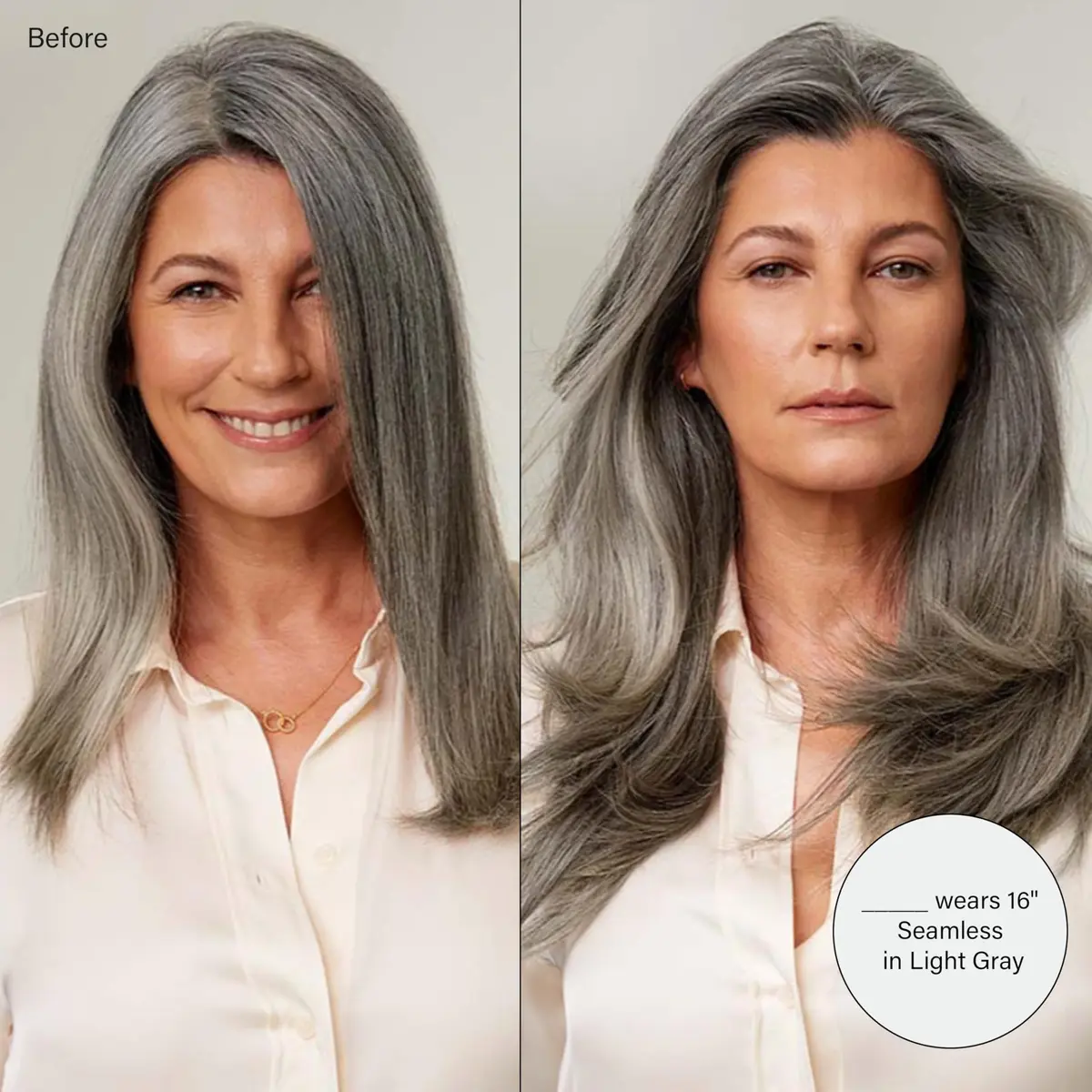 LUXY Hair Extensions 20 Inch Dark Gray | Natural Remy Human Hair for Volume & Length - view 2
