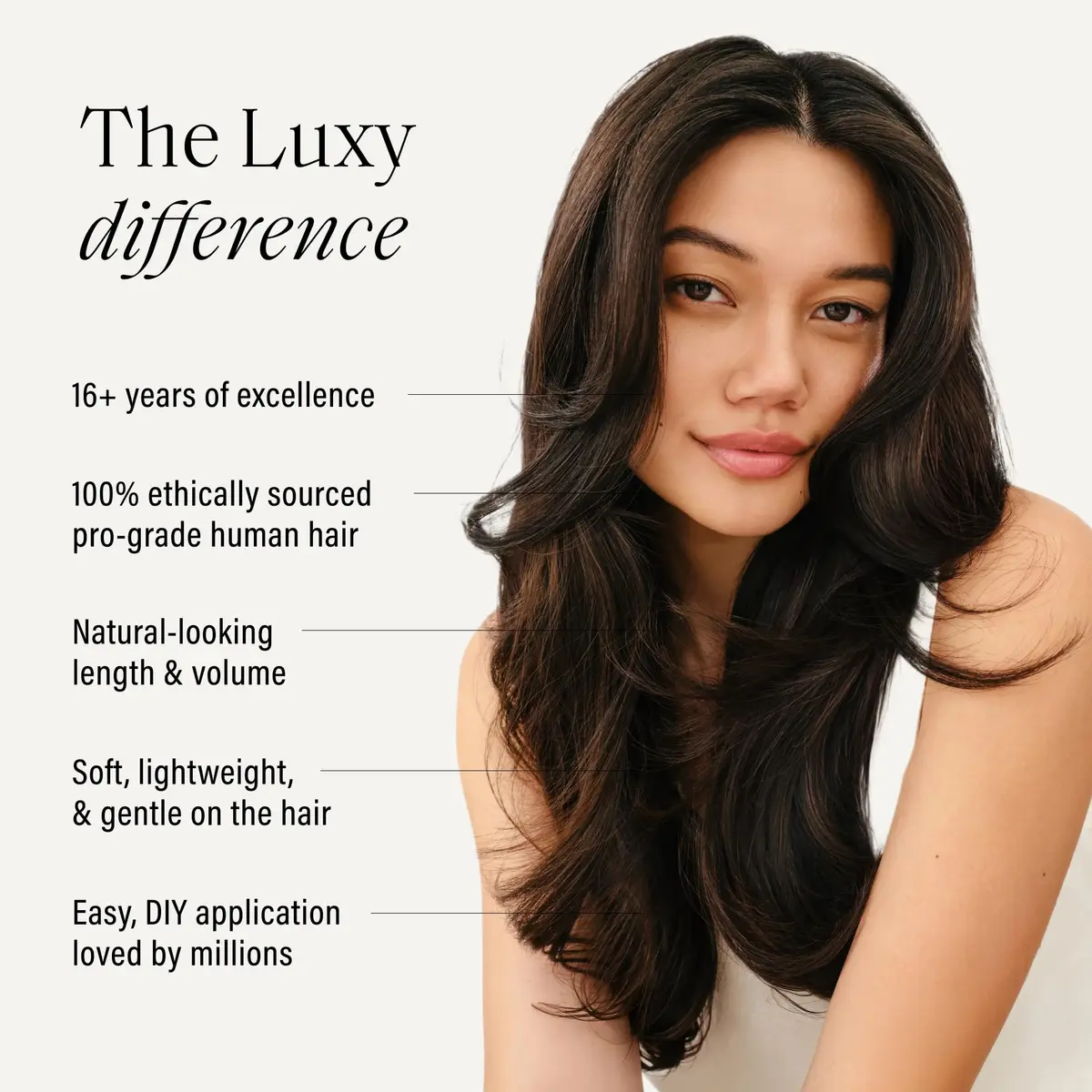 LUXY Hair Extensions 20 Inch Dark Gray | Natural Remy Human Hair for Volume & Length - view 3