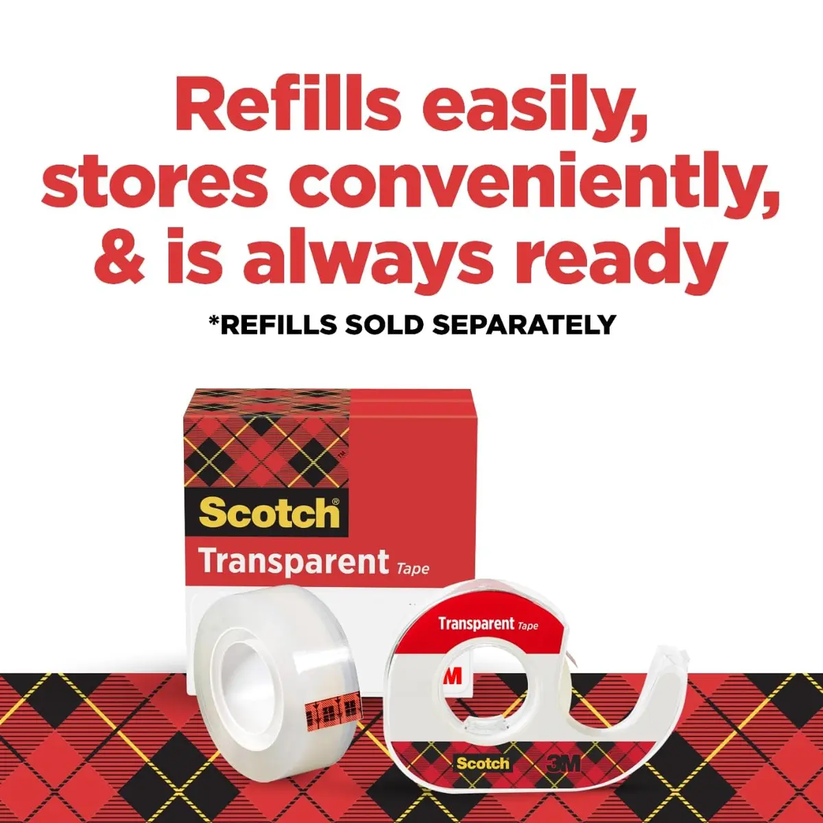 Scotch Transparent Tape with Dispenser 12.7 mm x 11.4 m (0.5 in x 450 in) | 3 Rolls, Crystal Clear - view 7
